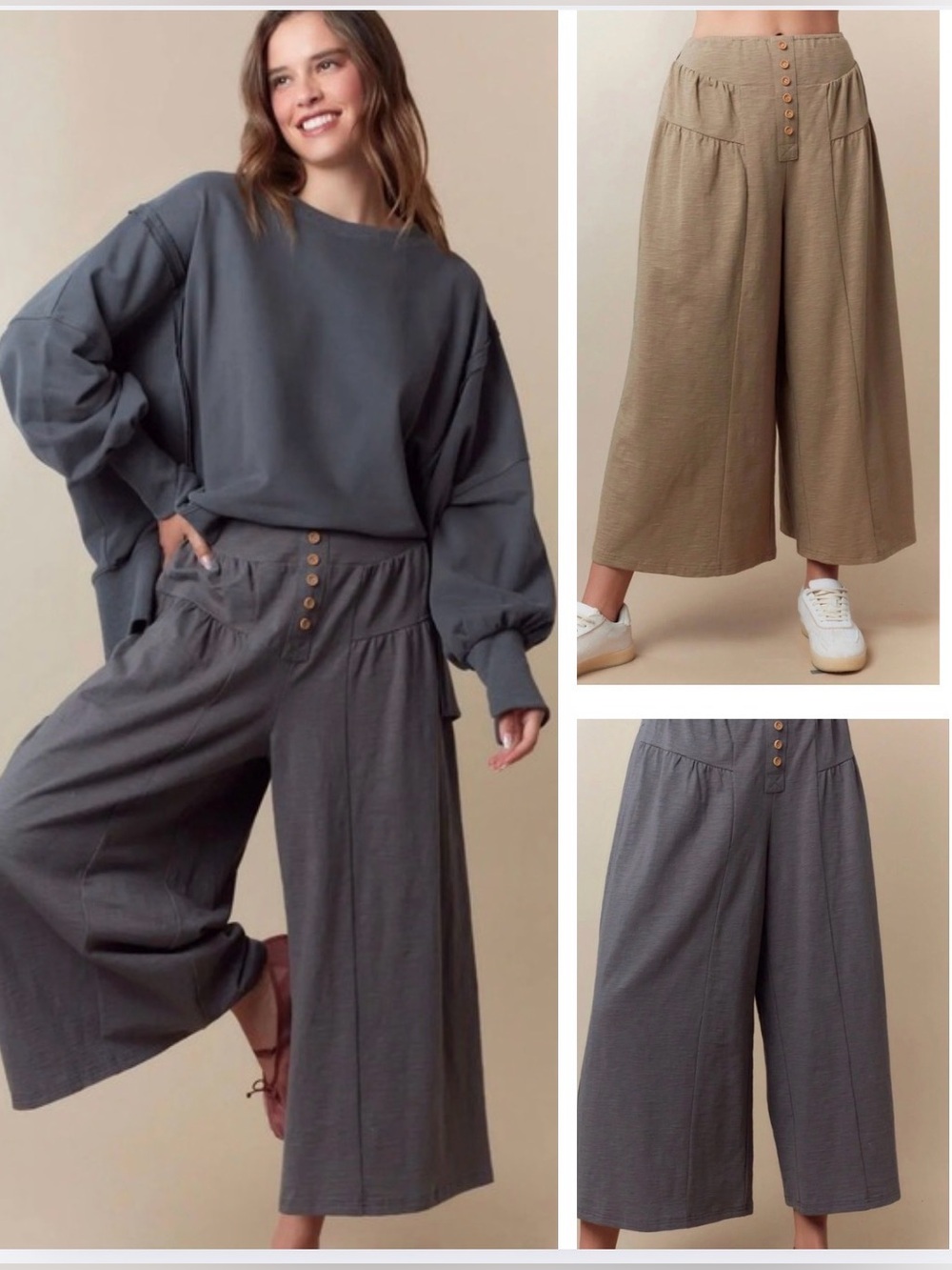 New fantastic fawn wide leg pants small medium large 2 colors to pick